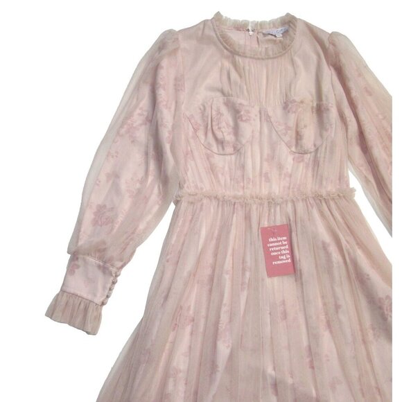 NWT Ivy City Co Last Songbird in Pink Floral Tulle Maxi Dress XS - Picture 3 of 7